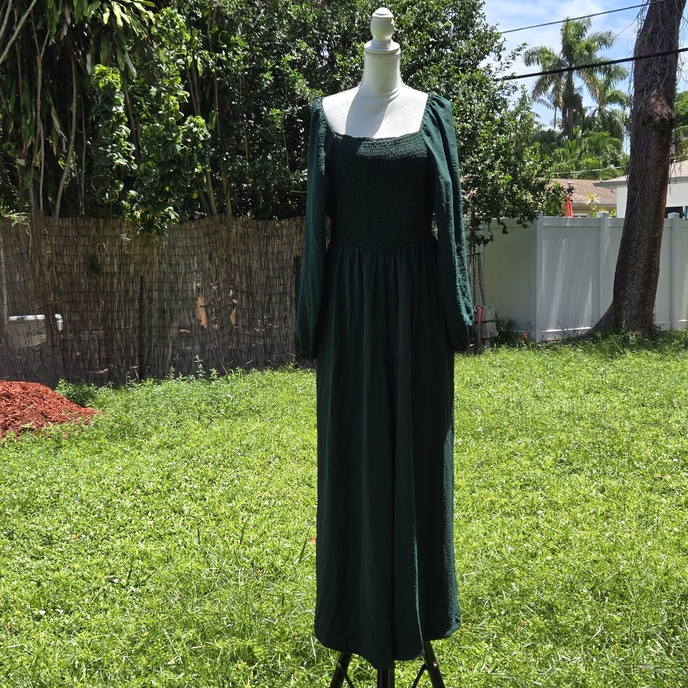 DOKOTOO Chic Forest Green Jumpsuit with Square Neckline - Picture 3 of 10